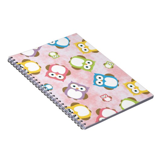 かわいいフクロウ、フクロウカラフル、フクロウ、ベビーフクロウ ノートブック (右側)