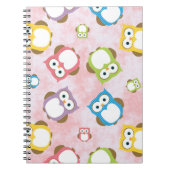 かわいいフクロウ、フクロウカラフル、フクロウ、ベビーフクロウ ノートブック (正面)