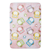 かわいいフクロウ、フクロウカラフル、フクロウ、ベビーフクロウ バスマット (正面縦)