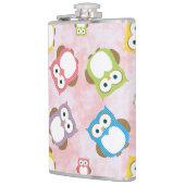 かわいいフクロウ、フクロウカラフル、フクロウ、ベビーフクロウ フラスク (左)