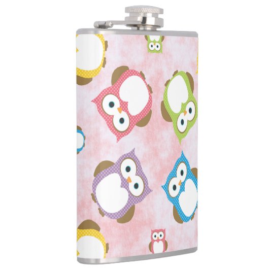 かわいいフクロウ、フクロウカラフル、フクロウ、ベビーフクロウ フラスク (右)