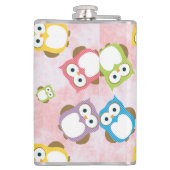 かわいいフクロウ、フクロウカラフル、フクロウ、ベビーフクロウ フラスク (裏面)