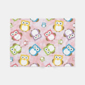かわいいフクロウ、フクロウカラフル、フクロウ、ベビーフクロウ フリースブランケット (正面(横))