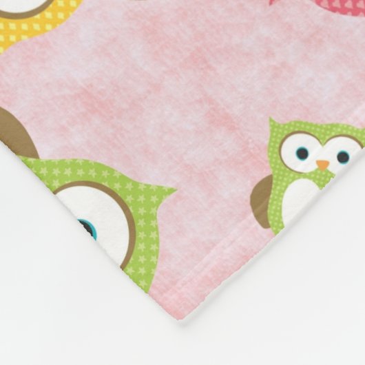 かわいいフクロウ、フクロウカラフル、フクロウ、ベビーフクロウ フリースブランケット (角)