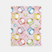 かわいいフクロウ、フクロウカラフル、フクロウ、ベビーフクロウ フリースブランケット (正面)