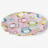 かわいいフクロウ、フクロウカラフル、フクロウ、ベビーフクロウ ペーパープレート (アングル)