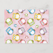 かわいいフクロウ、フクロウカラフル、フクロウ、ベビーフクロウ ポストカード (正面)