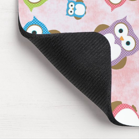 かわいいフクロウ、フクロウカラフル、フクロウ、ベビーフクロウ マウスパッド (コーナー)