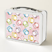 かわいいフクロウ、フクロウカラフル、フクロウ、ベビーフクロウ メタルランチボックス (裏面)