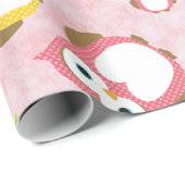 かわいいフクロウ、フクロウカラフル、フクロウ、ベビーフクロウ ラッピングペーパー (ロールコーナー)