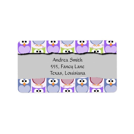 かわいいフクロウ、フクロウカラフル、フクロウ、ベビーフクロウ ラベル (正面)