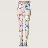 かわいいフクロウ、フクロウカラフル、フクロウ、ベビーフクロウ レギンス (正面)