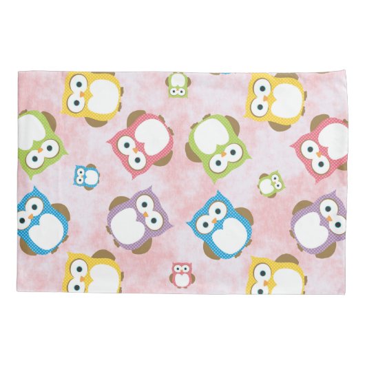 かわいいフクロウ、フクロウカラフル、フクロウ、ベビーフクロウ 枕カバー (裏面)