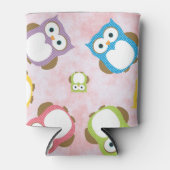 かわいいフクロウ、フクロウカラフル、フクロウ、ベビーフクロウ 缶クーラー (正面)