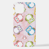 かわいいフクロウ、フクロウカラフル、フクロウ、ベビーフクロウ iPhoneケース (裏面)