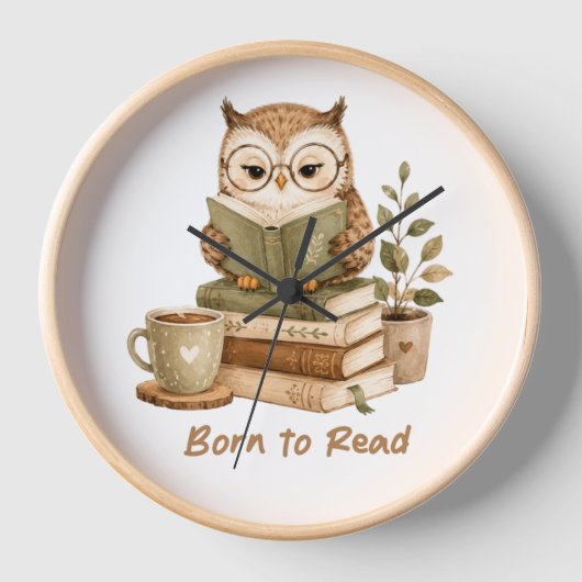 かわいいフクロウ, フクロウ好き, フクロウの読書, 壁掛け時計 壁時計 (正面)