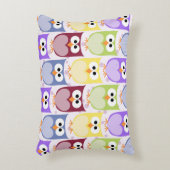 かわいいフクロウ、フクロウ柄、ベビーフクロウカラフル、フクロウ アクセントクッション (正面(垂直))