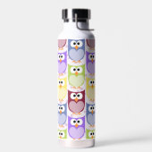 かわいいフクロウ、フクロウ柄、ベビーフクロウカラフル、フクロウ ウォーターボトル (左面)