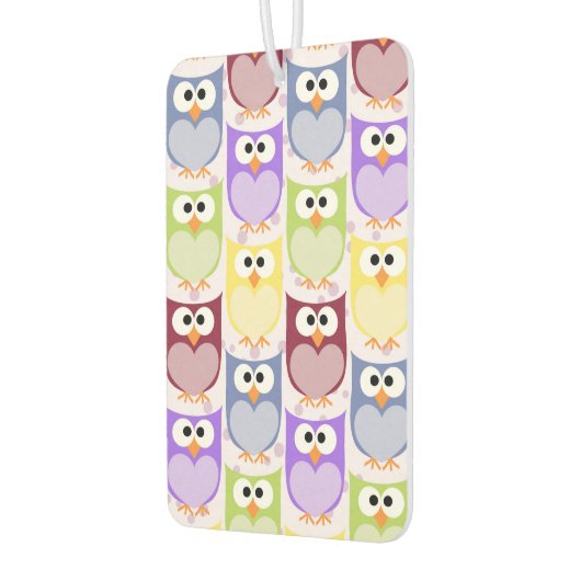 かわいいフクロウ、フクロウ柄、ベビーフクロウカラフル、フクロウ カーエアーフレッシュナー (左)