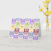 かわいいフクロウ、フクロウ柄、ベビーフクロウカラフル、フクロウ カード (黄色い花)