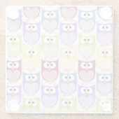 かわいいフクロウ、フクロウ柄、ベビーフクロウカラフル、フクロウ ガラスコースター (裏面)