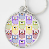 かわいいフクロウ、フクロウ柄、ベビーフクロウカラフル、フクロウ キーホルダー (正面)