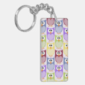 かわいいフクロウ、フクロウ柄、ベビーフクロウカラフル、フクロウ キーホルダー (正面左)