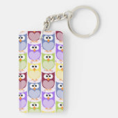 かわいいフクロウ、フクロウ柄、ベビーフクロウカラフル、フクロウ キーホルダー (裏面)