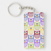 かわいいフクロウ、フクロウ柄、ベビーフクロウカラフル、フクロウ キーホルダー (正面)