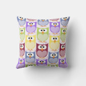 かわいいフクロウ、フクロウ柄、ベビーフクロウカラフル、フクロウ クッション (裏面)