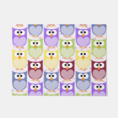 かわいいフクロウ、フクロウ柄、ベビーフクロウカラフル、フクロウ ドアマット (正面)