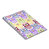 かわいいフクロウ、フクロウ柄、ベビーフクロウカラフル、フクロウ ノートブック (右側)