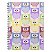 かわいいフクロウ、フクロウ柄、ベビーフクロウカラフル、フクロウ ノートブック (正面)
