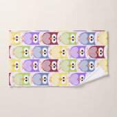 かわいいフクロウ、フクロウ柄、ベビーフクロウカラフル、フクロウ バスタオルセット (ハンドタオル)