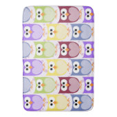 かわいいフクロウ、フクロウ柄、ベビーフクロウカラフル、フクロウ バスマット (正面縦)