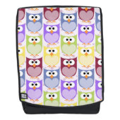かわいいフクロウ、フクロウ柄、ベビーフクロウカラフル、フクロウ バックパック (正面)