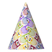 かわいいフクロウ、フクロウ柄、ベビーフクロウカラフル、フクロウ パーティーハット (裏面)