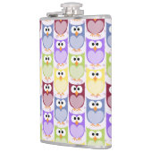 かわいいフクロウ、フクロウ柄、ベビーフクロウカラフル、フクロウ フラスク (左)
