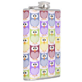 かわいいフクロウ、フクロウ柄、ベビーフクロウカラフル、フクロウ フラスク (右)