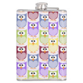 かわいいフクロウ、フクロウ柄、ベビーフクロウカラフル、フクロウ フラスク (裏面)