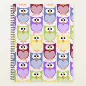かわいいフクロウ、フクロウ柄、ベビーフクロウカラフル、フクロウ プランナー手帳 (正面)