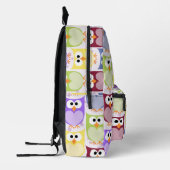 かわいいフクロウ、フクロウ柄、ベビーフクロウカラフル、フクロウ プリントバックパック (左)