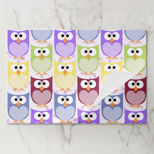 かわいいフクロウ、フクロウ柄、ベビーフクロウカラフル、フクロウ ペーパーパッド (折り畳み)