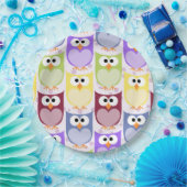 かわいいフクロウ、フクロウ柄、ベビーフクロウカラフル、フクロウ ペーパープレート (パーティー)
