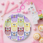 かわいいフクロウ、フクロウ柄、ベビーフクロウカラフル、フクロウ ペーパープレート (パーティー)