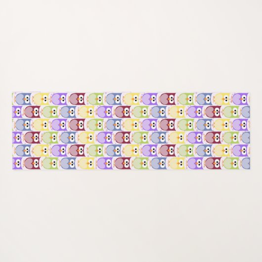 かわいいフクロウ、フクロウ柄、ベビーフクロウカラフル、フクロウ ヨガマット (裏面(横))