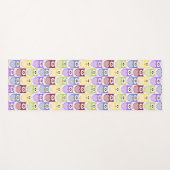 かわいいフクロウ、フクロウ柄、ベビーフクロウカラフル、フクロウ ヨガマット (正面(横))