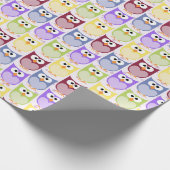 かわいいフクロウ、フクロウ柄、ベビーフクロウカラフル、フクロウ ラッピングペーパー (角)