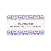 かわいいフクロウ、フクロウ柄、ベビーフクロウカラフル、フクロウ ラベル (正面)