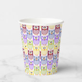 かわいいフクロウ、フクロウ柄、ベビーフクロウカラフル、フクロウ 紙コップ (右)